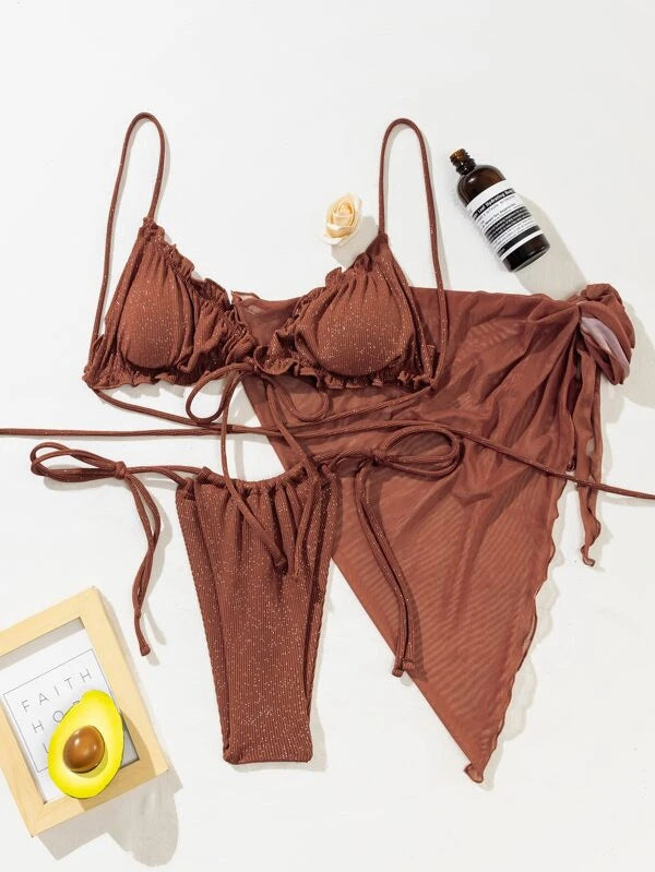 Ropa de trajes de bikini de dos piezas de color sólido al por mayor